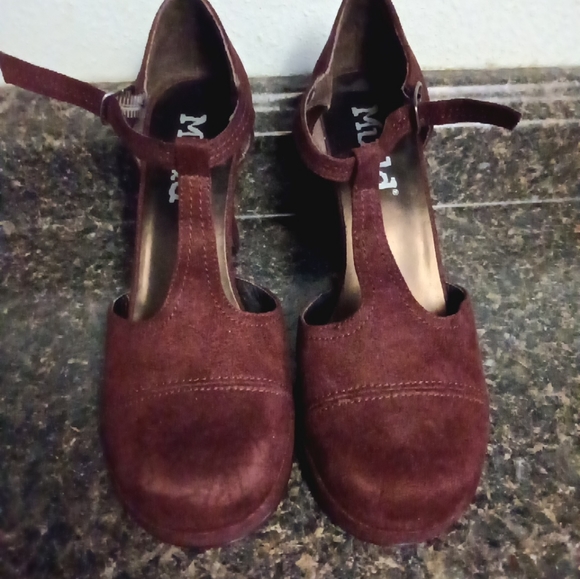 VTG Y2K Mudd Kyrene Brown Velveteen Chunky Mary Jane T Strap Heels Women's 6.5 - Picture 6 of 9